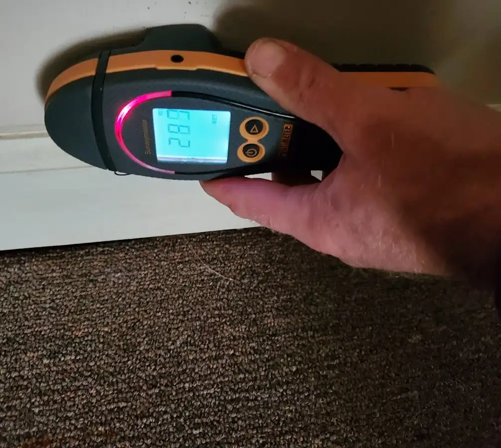 Moisture detection at baseboard during Mold Inspection & Testing in The Village